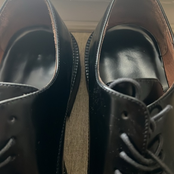 Banana Republic Oxford Black Leather Apron Round Toe Lace Up Shoes Italy - Picture 8 of 10